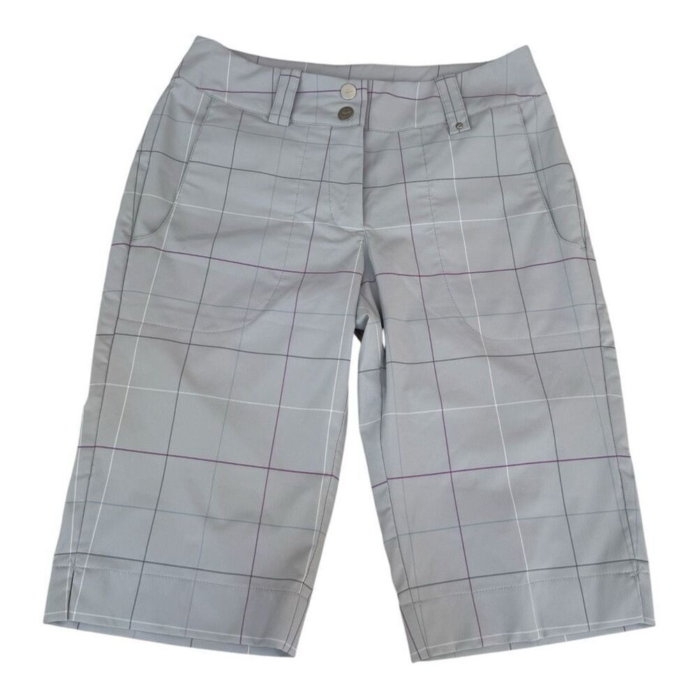 Nike Golf Dri-Fit Bermuda Shorts Gray Plaid Size 0